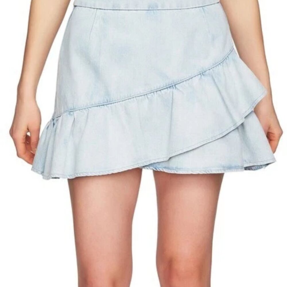 1. State Ruffled Light Denim Mini Skirt Size 2
